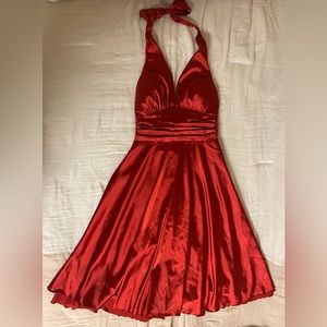 Backless Satin Halter Dress